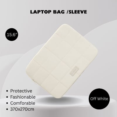 Picture of Premium Padded 15 to 15.6" Laptop Sleeve - Protective Quilted Cushion Bag for Men & Women (Off White)