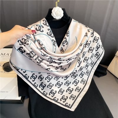 Picture of Premium Faux Silk Square Scarf for Women - 110x110cm Large Elegant Hijab & Headwrap (GC Flower,Other: 110X110 cm)