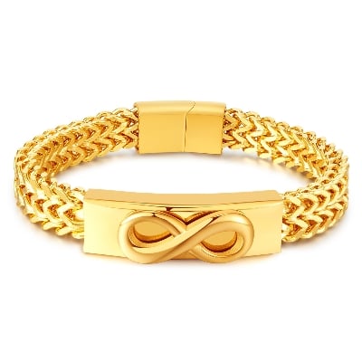 Picture of Premium 18K Gold Plated Non-Fading Stainless Steel Franco Chain Bracelet for Men (Infinity loop)
