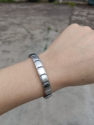 Picture of Premium Stainless Steel Modular Link Bracelet for Men & Women - 9mm Sleek Silver Finish (Silver)