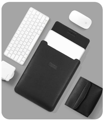 Picture of Ultraslim fashionable PU laptop bag laptop sleeve pouch for 13-14 inch and 15 inch laptop (13-14 Inch Black)