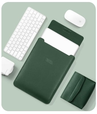 Picture of Ultraslim fashionable PU laptop bag laptop sleeve pouch for 13-14 inch and 15 inch laptop (13-14 Inch Green)