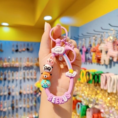 Picture of Small Fresh Beaded Kawaii Phone Chain & Keychain Pendant Pearl & Solid Color DIY Accessory for Mobile, Earphone Case, & Bags (Purple)