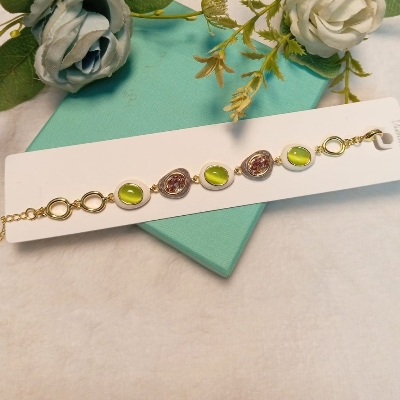 Picture of Luxury resin and stone based women bracelets collection gold plated long lasting color (Abstract stone,18 CM)