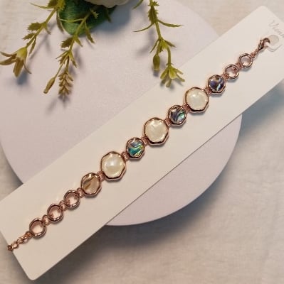 Picture of Luxury resin and stone based women bracelets collection gold plated long lasting color (Abstract resin,18 CM)