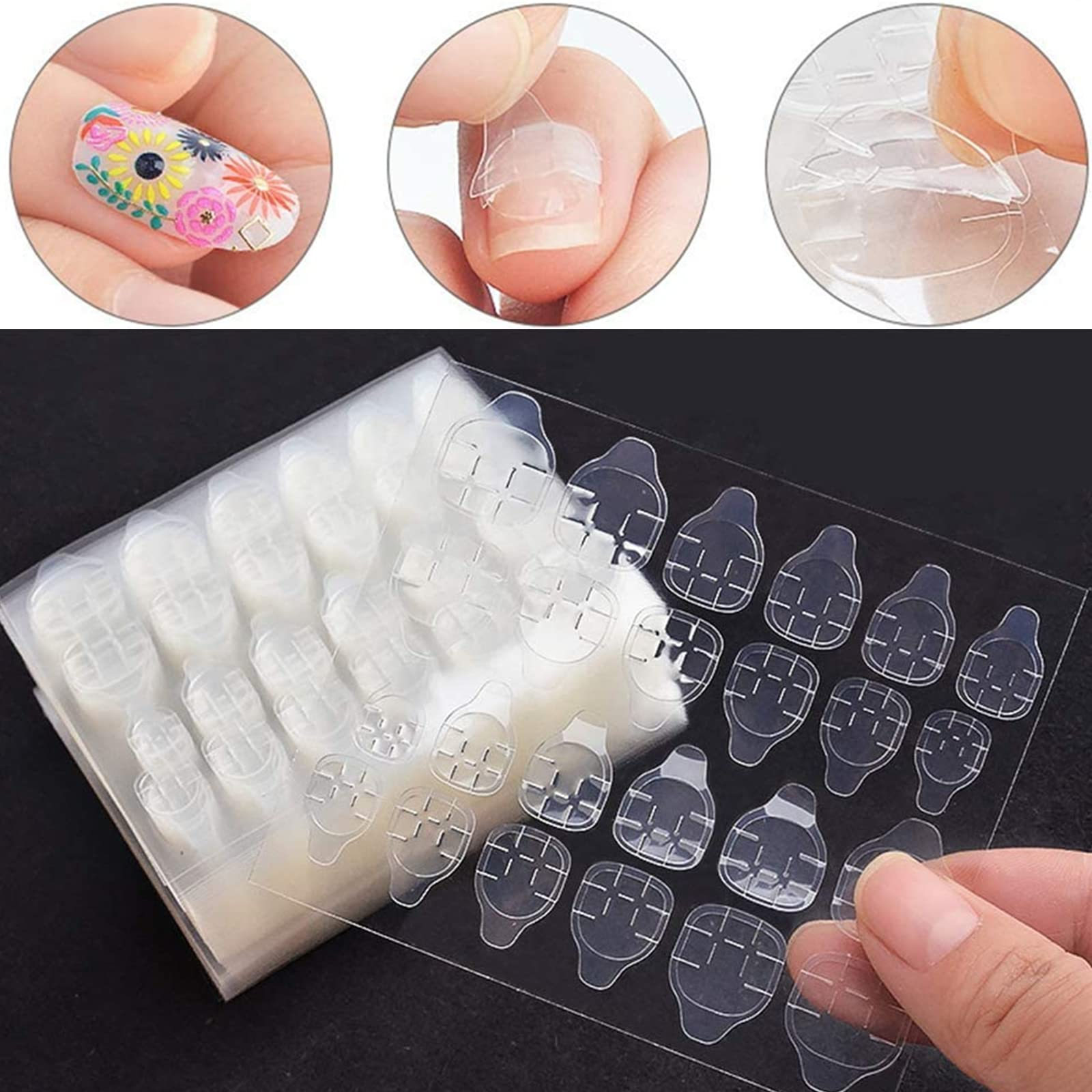 Picture of 5 Sheets (120Pcs) Double-Side Nail Glue Sticker, EBANKU Nail Glue Jelly Gel Tape Adhesive Tabs
