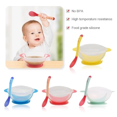 Picture of Baby Feeding Spoon and Bowl (1PCS)- Multicolor