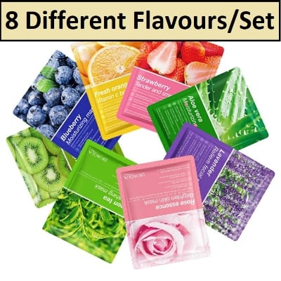 Picture of Bioaqua 8 Piece_Set Plant Fruit Mask Hydrating Moisturizing Skin Color Skin Facial -25 G_Each