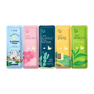 Picture of Laikou 10PCS Sakura Snail Seaweed Matcha Skin Rejuvenation No Washing Sleeping Mask Cream Hydrating Face Mask Anti Wrinkle Nourishing Skin Care Portable