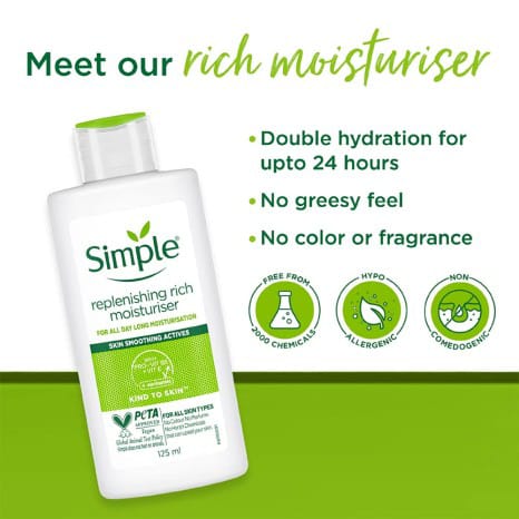 Picture of Simple Kind to Skin Replenishing Rich and light Moisturizer (125ml