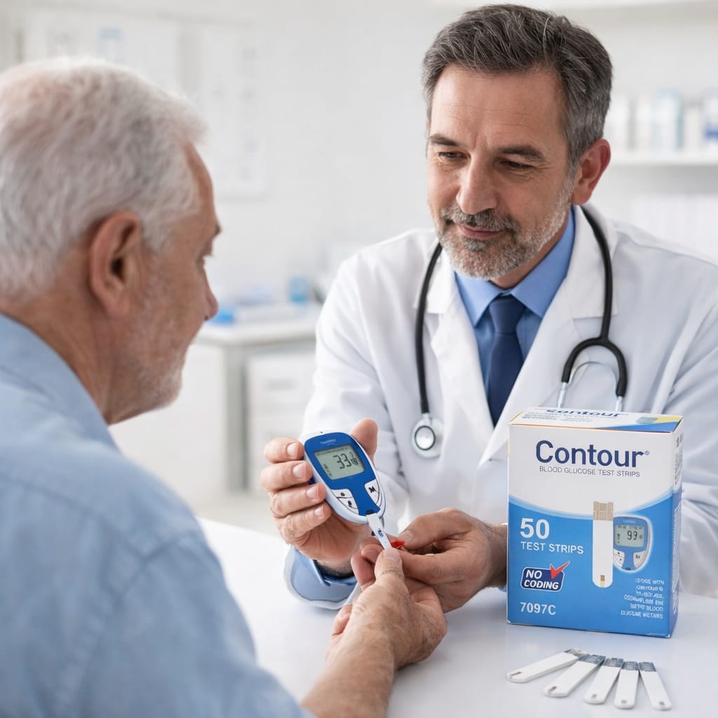 Picture of Contour Blood Glucose Test Strips 50 Pcs (No Coding) Accurate & Reliable Diabetes Monitoring