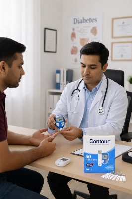 Picture of Contour Blood Glucose Test Strips 50 Pcs (No Coding) Accurate & Reliable Diabetes Monitoring