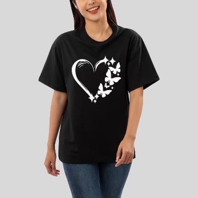 Picture of black export quality Droup Shoulder printed T-Shirts for Women