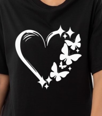 Picture of black export quality Droup Shoulder printed T-Shirts for Women