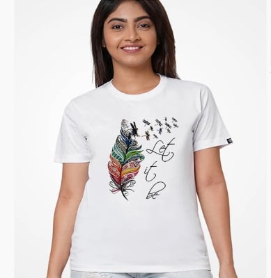 Picture of black export quality Droup Shoulder printed T-Shirts for Women