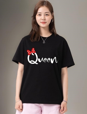 Picture of black export quality Droup Shoulder printed T-Shirts for Women