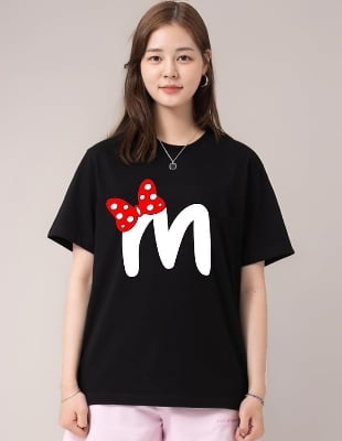 Picture of black export quality Droup Shoulder printed T-Shirts for Women