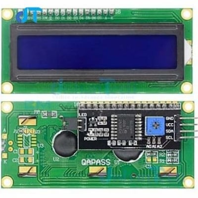 Picture of I2C LCD DISPLAY (16×2) Connection port is 0.1″ pitch, single row for easy breadboarding and wiring