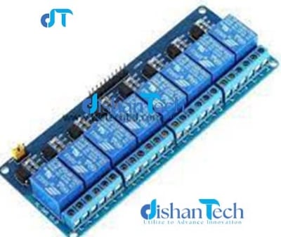 Picture of 8 channel relay module operating voltage 12 v used for automation switching device