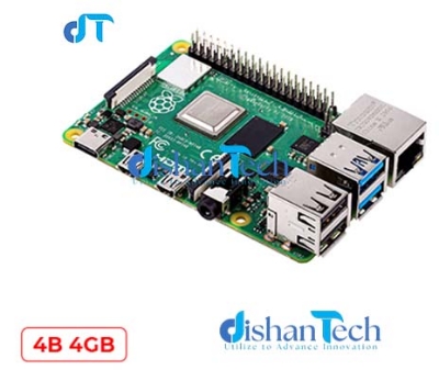 Picture of RASPBERRY PI 4 MODEL B 4GB For High-Performance General-Purpose Computer, Incorporating a Quad-Core 64-bit ARM Cortex-A72 CPU.