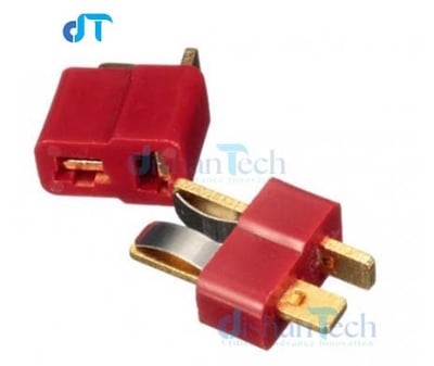 Picture of 1PAIR- T PLUG CONNECTOR MALE & FEMALE T PLUG LIPO BATTERY CONNECTORS MALE FEMALE T- PLUG CONNECTORS FOR LIPO BATTERIES SOLDERING CABLES CONNECTORS