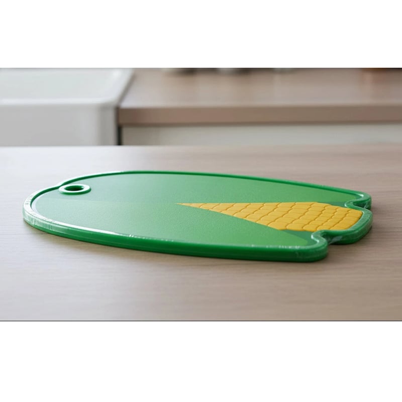 Picture of Plastic Cutting Board with Corn Design Green PP Kitchen Chopping Board-Yellow