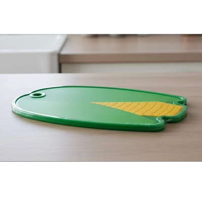 Picture of Plastic Cutting Board with Corn Design Green PP Kitchen Chopping Board-Yellow
