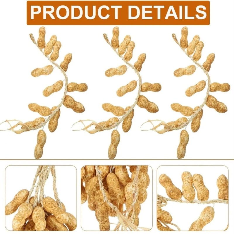 Picture of Artificial Peanut Strings, Fake Peanut Hanging Strings Simulation Fake Vegetables for Home Kitchen Farm Party Wall Decoration Photo Props (Light Yellow)-