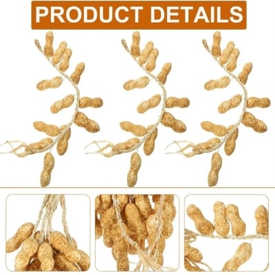 Picture of Artificial Peanut Strings, Fake Peanut Hanging Strings Simulation Fake Vegetables for Home Kitchen Farm Party Wall Decoration Photo Props (Light Yellow)-