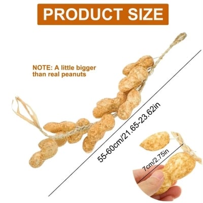 Picture of Artificial Peanut Strings, Fake Peanut Hanging Strings Simulation Fake Vegetables for Home Kitchen Farm Party Wall Decoration Photo Props (Light Yellow)-