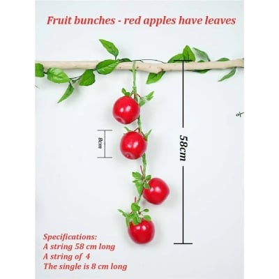 Picture of Realistic Simulation Artificial Apple Fruit String Ornaments Decor for Kitchen or Home Decoration Photography Props-
