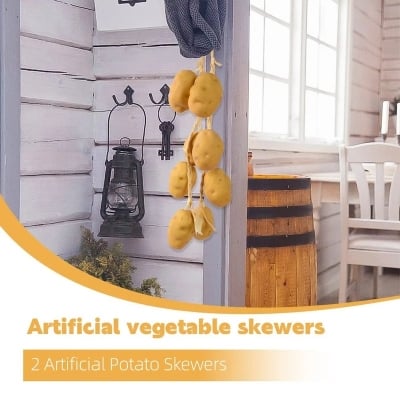 Picture of ​Realistic Artificial Potato String / Hanging Farmhouse Kitchen Decoration-Light Brown
