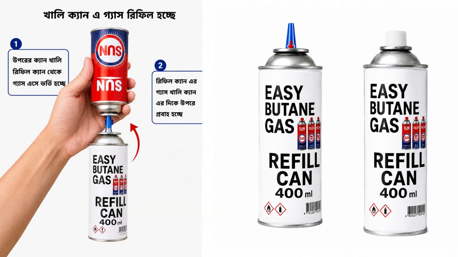 Picture of EASY Butane Refill Can 400ml/ 1x 400 ml Butane Refill Can 1 x 240 g Butane Can (100% Fully Refilled)