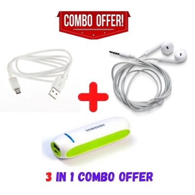 Picture of 3 in 1 Combo Offer In-Ear Headphone + Powerbank + Cable - Headphone - HeadphoneMulticolor