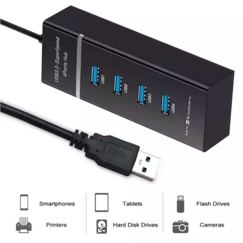 Picture of USB 3.1 High Speed ​​4 Port USB 3.0 HUB For Computer and Laptop Tablet - BlackBlack
