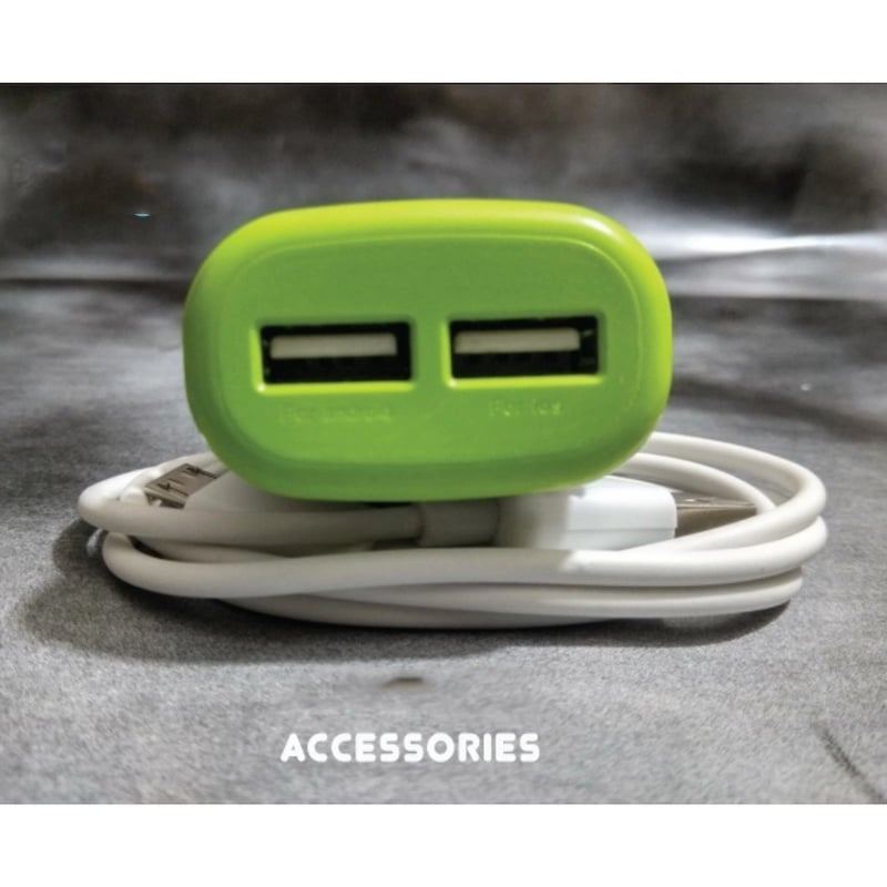 Picture of Dual USB Charging Power Adapter with Cable for Mobile PhoneMulticolor