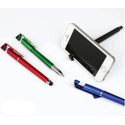 Picture of Universal 3 in 1 Capacitive Stylus Pen with Mobile Stand Holder, Writing Pen, Capacitive Pen for Mobile use, Compatible for Touch Pen- Stylus Pen- Random ColorMulticolor