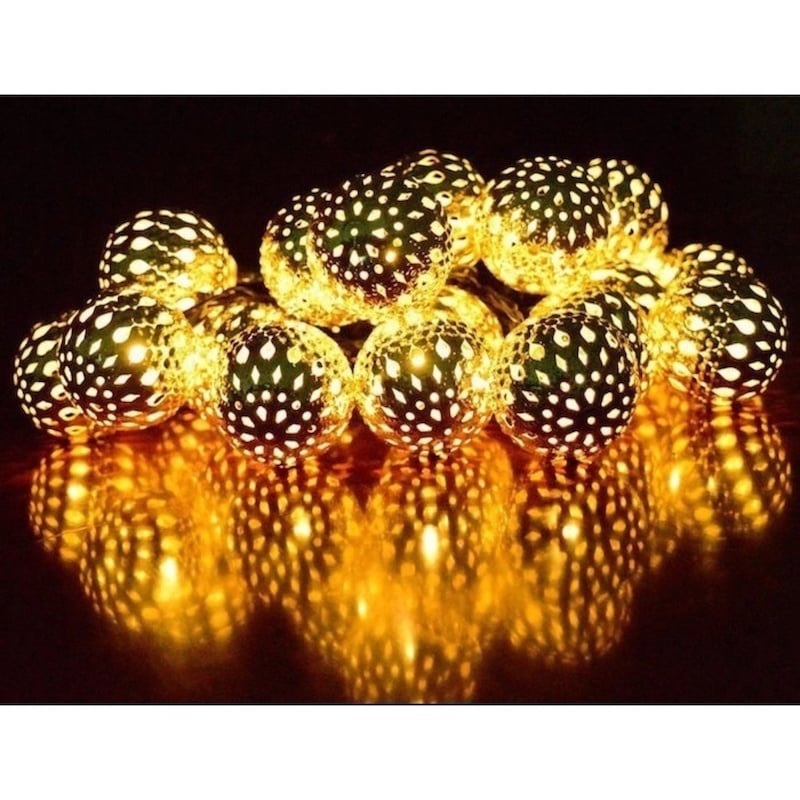 Picture of Home Decorative Lights - Metal Snow Ball - Yellow Golden - Fairy LightsGold