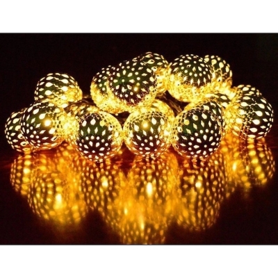 Picture of Home Decorative Lights - Metal Snow Ball - Yellow Golden - Fairy LightsGold