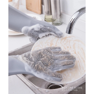 Picture of Silicone High Quality Dish Washing Kitchen Hand Gloves (Multicolor) - Hand Gloves - Hand GlovesMulticolor