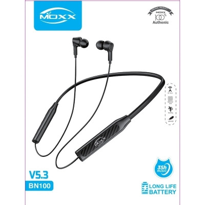 Picture of Moxx BN100 Neckband Bluetooth Headset BT5.3 Sports Sweatproof Headset IPX5 with Mic Noise Cancelling, Magnetic Control and Standby 200 Hours.pngMulticolor