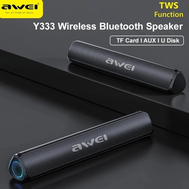 Picture of Awei Y333 Wireless Bluetooth Speaker Soundbars Waterproof TWS HiFi Heavy Bass Stereo Sound Supports Hands Free Call - BlackMulticolor