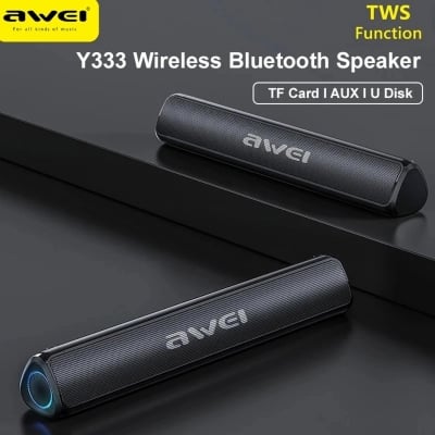 Picture of Awei Y333 Wireless Bluetooth Speaker Soundbars Waterproof TWS HiFi Heavy Bass Stereo Sound Supports Hands Free Call - BlackMulticolor