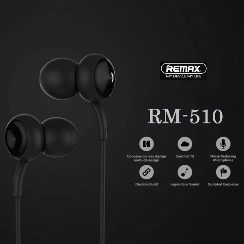 Picture of REMAX RM 510 Wired Earphone new unique headphone blackMulticolor