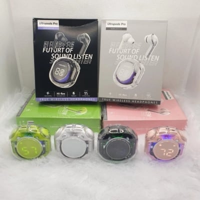 Picture of Ultrapods Pro True Wireless Earbuds with Display Transparent Design, Bluetooth 5.3 Water ProofMulticolor