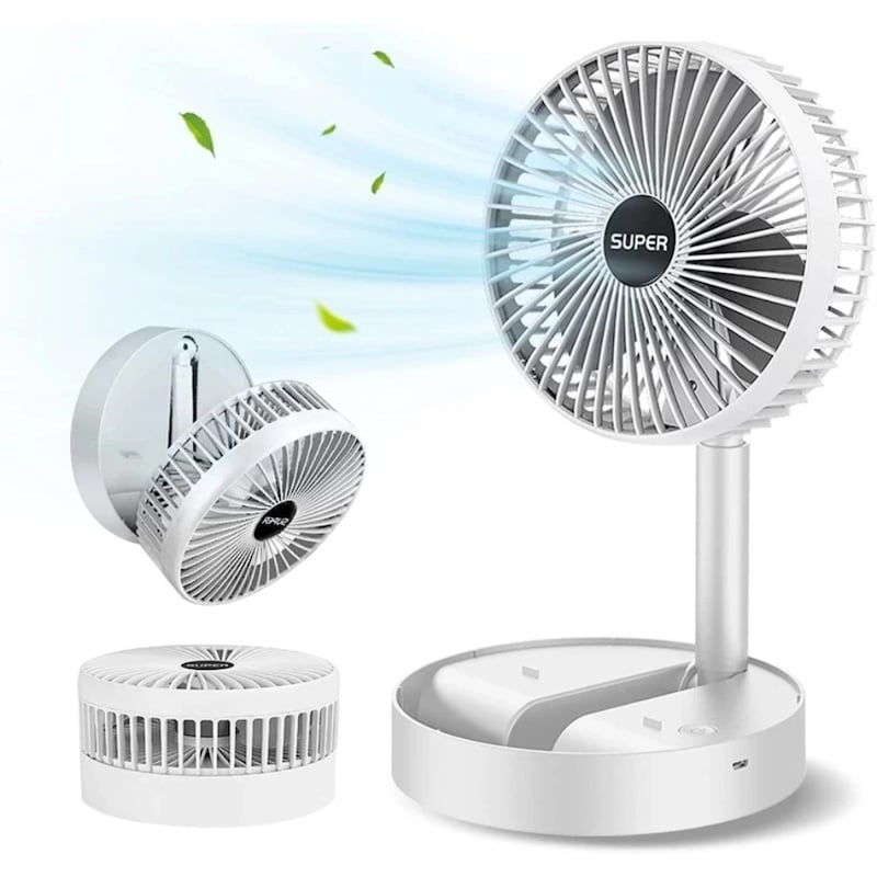 Picture of Portable Fan USB Rechargeable Foldable Table Desk Fan Telescopic Floor 3 SpeedsMulticolor