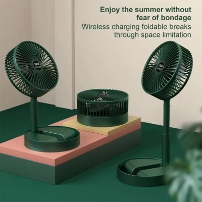 Picture of Portable Fan USB Rechargeable Foldable Table Desk Fan Telescopic Floor 3 SpeedsMulticolor