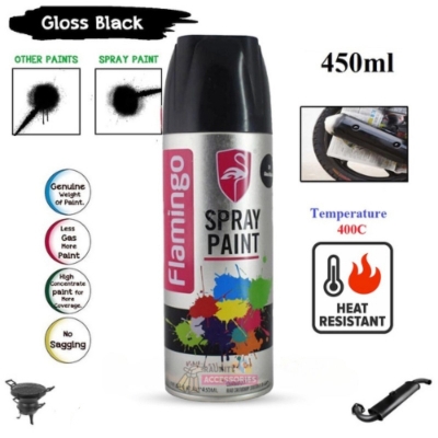 Picture of Flamingo Spray Paint Heat Resistant (Black) Automatic Hand Spray Paint Metal Anti-Rust Furniture Wood Paint Car Graffiti WallBlack