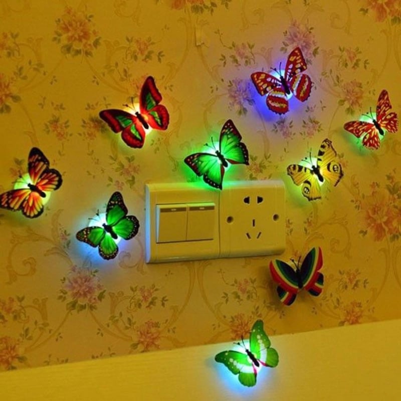 Picture of Beautiful Butterfly LED Night Light Lamp With Suction Christmas Wedding Decor-1pcs Available in a variety of colorsMulticolor