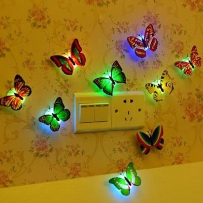 Picture of Beautiful Butterfly LED Night Light Lamp With Suction Christmas Wedding Decor-1pcs Available in a variety of colorsMulticolor